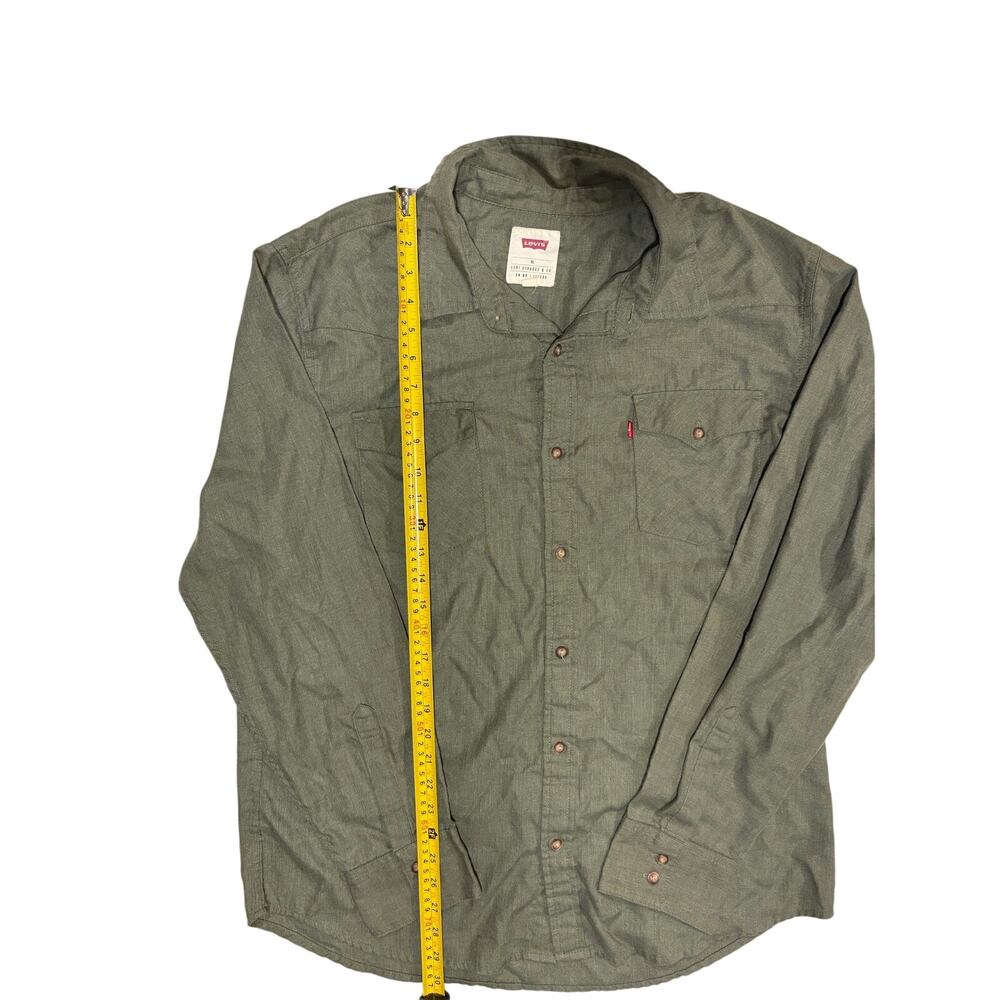 Levi's Men's Green Button-Up Shirt army green size XL Vintage - Picture 4 of 5